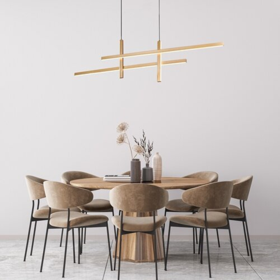 Модерен LED полилей – черен и матирано златен метал, 40W, 3000K