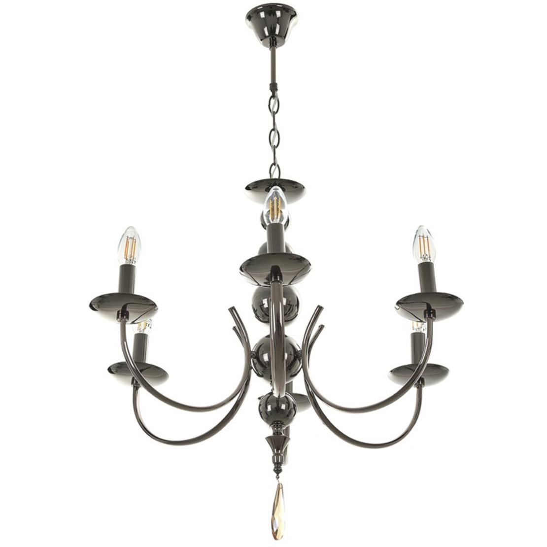 Класически черен полилей 6xE14 – елегантен акцент с регулируема височина