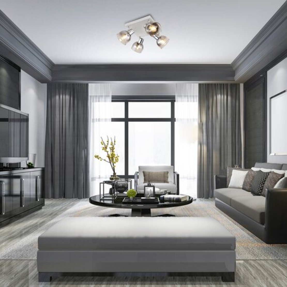 Модерен спот 4-ка – хром и опушено стъкло, E14, 4x40W