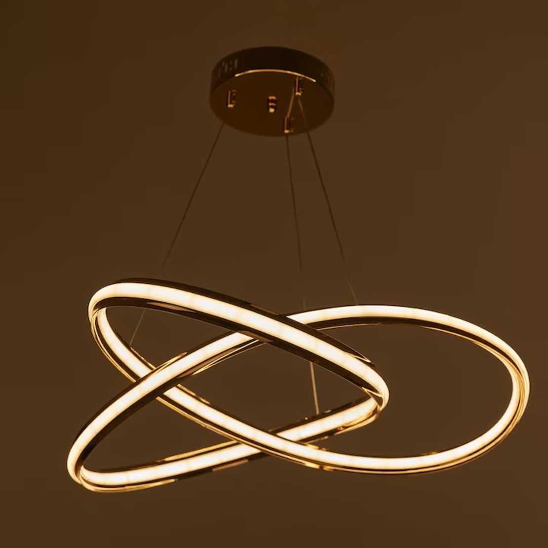 LED полилей златен, метал и PVC, 120W, дистанционно, регулируема височина