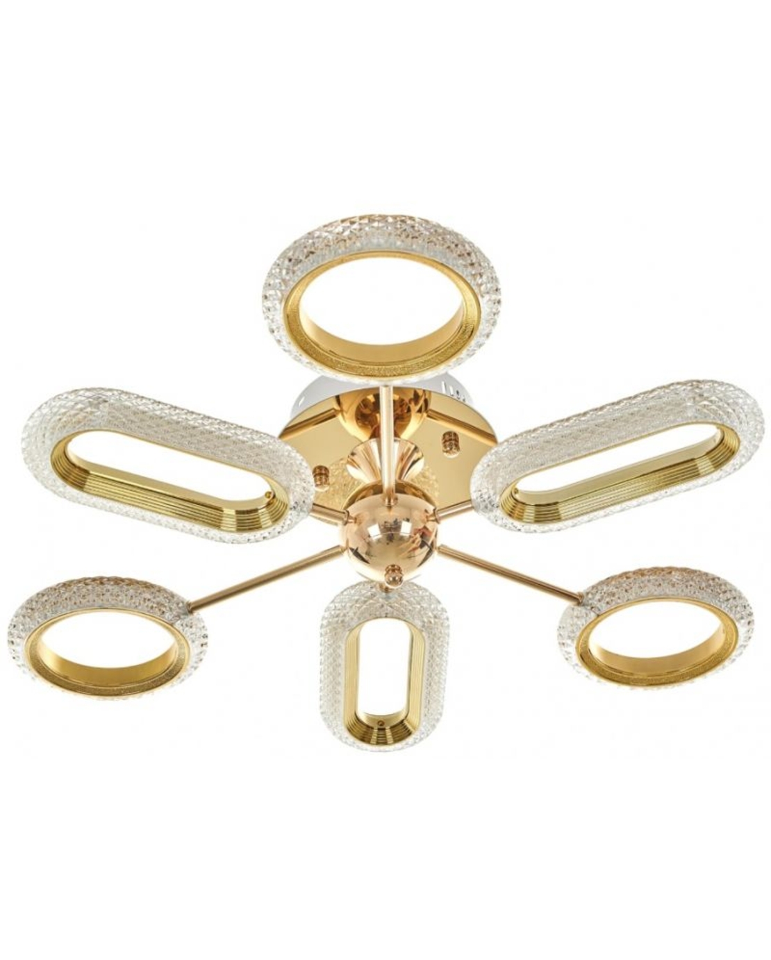 Модерен таванен LED полилей 90W, златен, с дистанционно управление