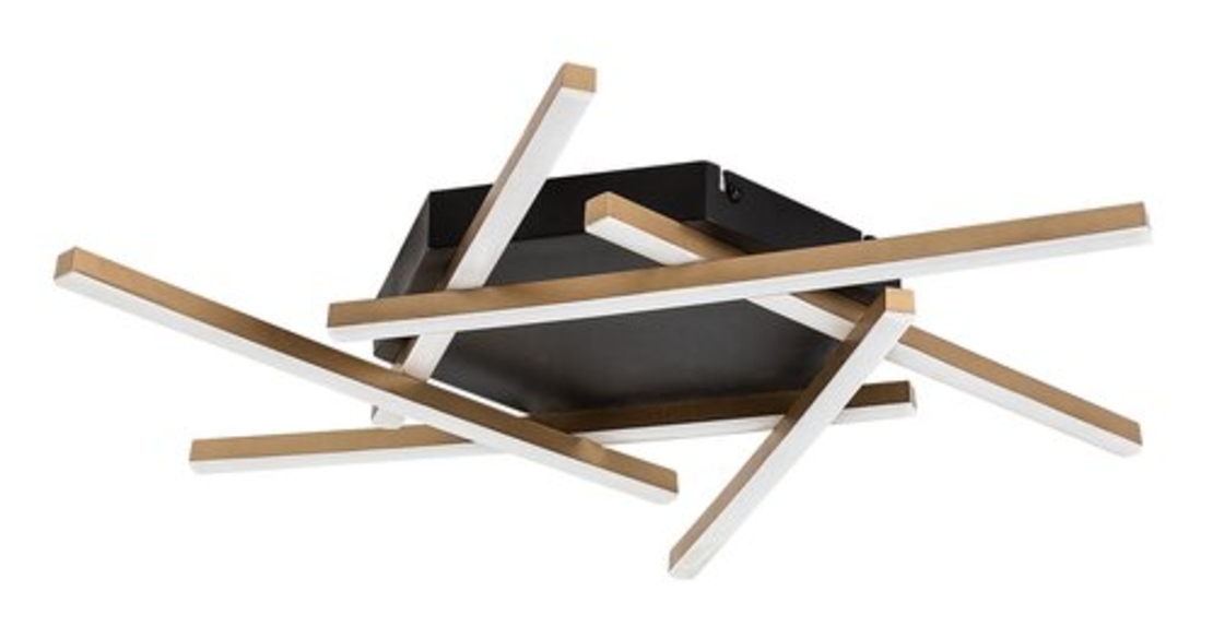 Модерен LED  плафон – черен и матирано златен метал, 40W, 3000K