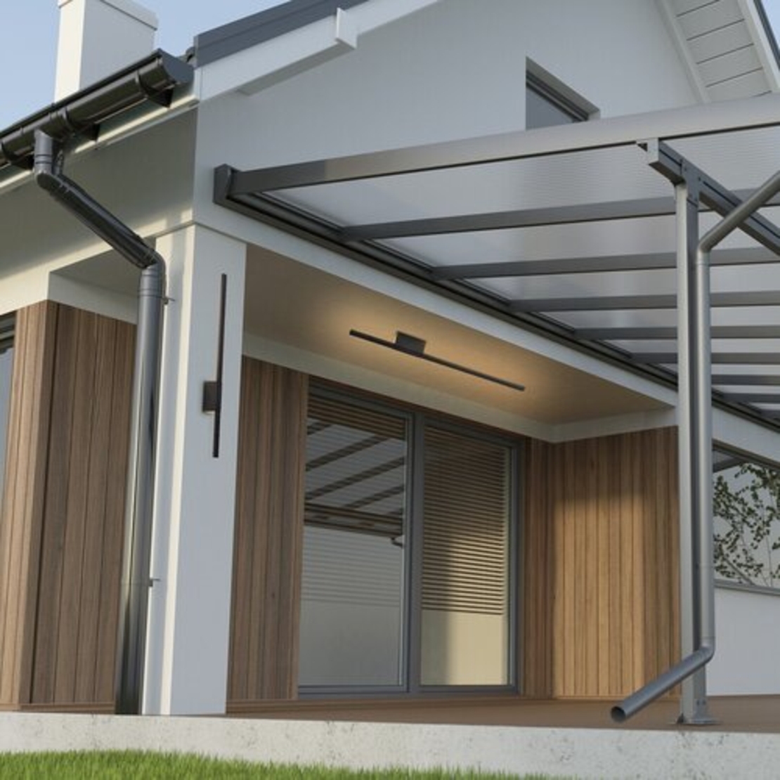 Висок фасаден LED аплик в черен цвят с топла светлина 12W – елегантен вертикален дизайн