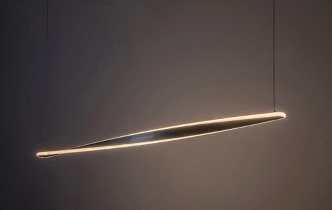 Модерен висящ LED полилей 28W – атен хром, топла светлина