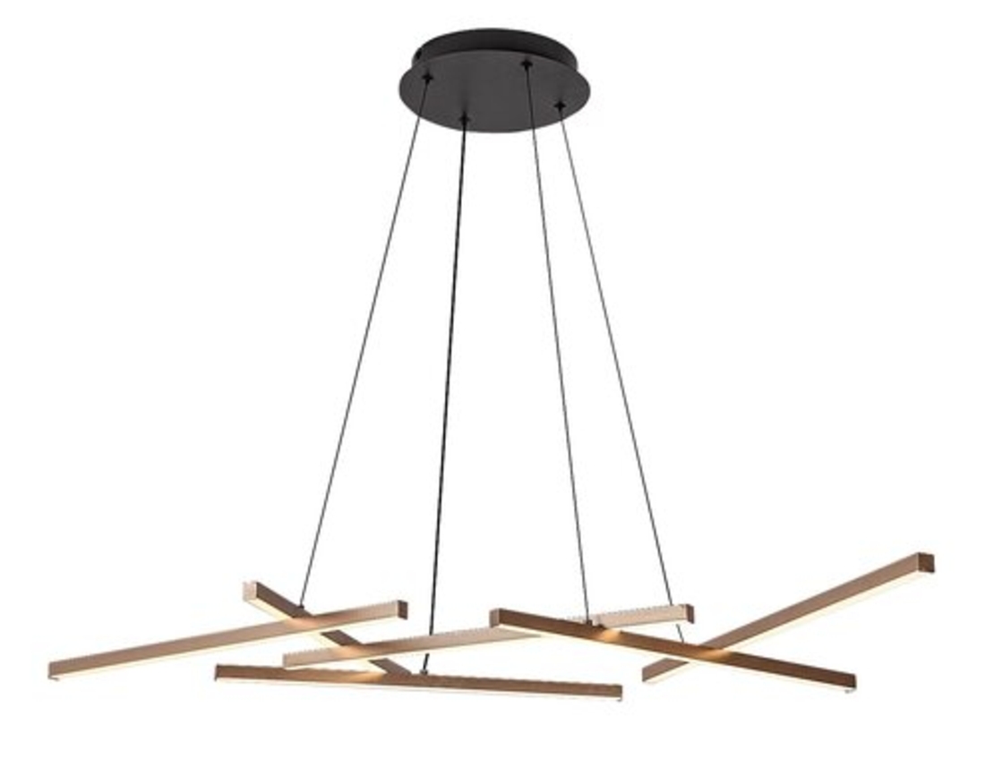 Модерен LED полилей с дистанционно управление – 40W, 3000K–6500K, черен-матирано златен метал