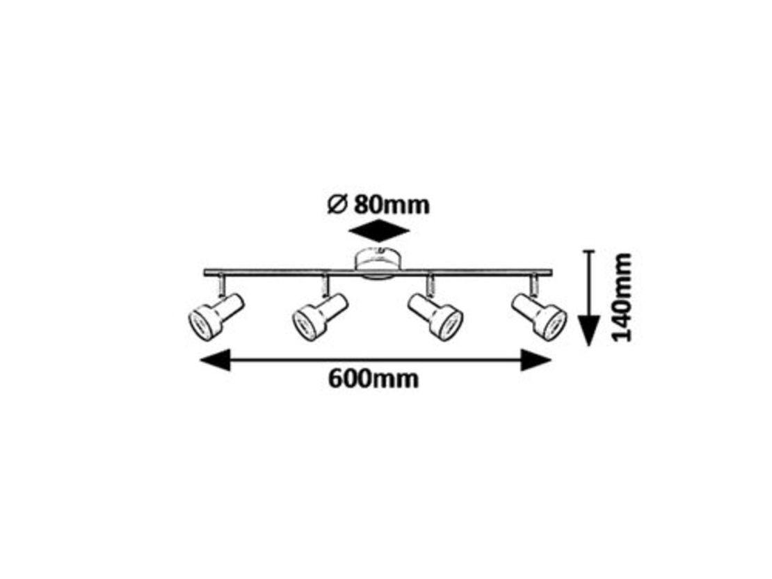 Модерен четворен спот осветител – черен метал, GU10, 4x50W