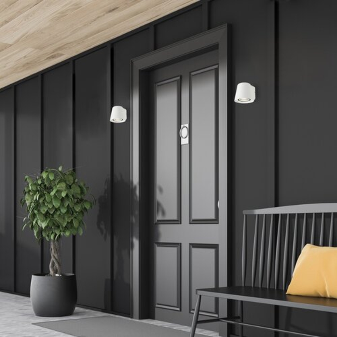 Модерен външен аплик Mandal – стилен матов бял дизайн с GU10 фасонка