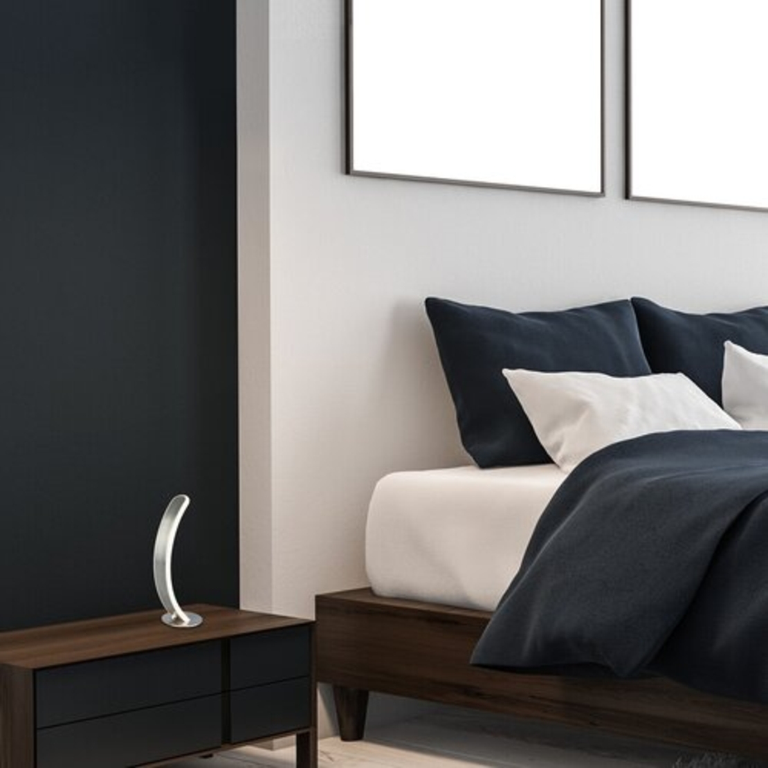 LED настолна лампа 12W – сатенен хром, топло бяла светлина (3000K)