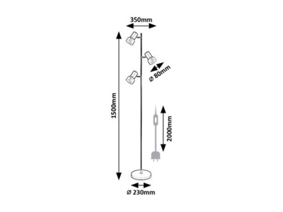 Модерен лампион – E14, 3xMAX15W, IP20, черен метал, стъкло с димен цвят