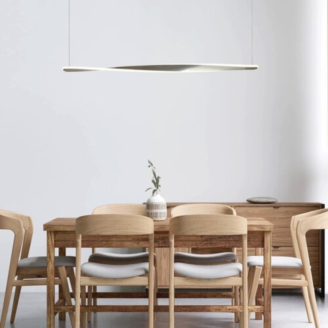 Модерен висящ LED полилей 28W – атен хром, топла светлина