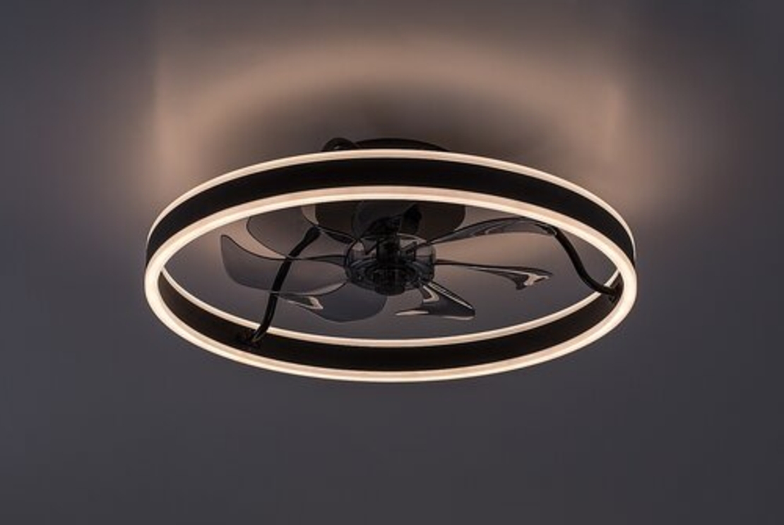 Смарт LED таванен плафон с вентилатор 40W – черен, 3 цвята светлина, дистанционно