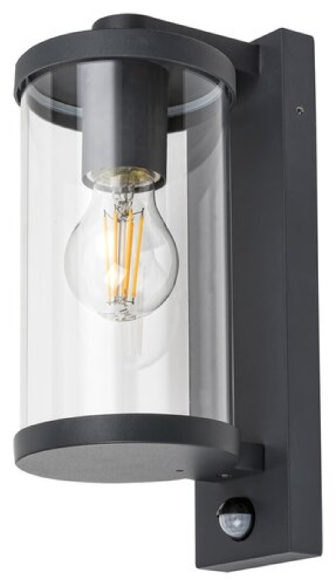 Модерен външен аплик със сензор Silistra – 1 Х Е27, IP44 в антрацитен цвят