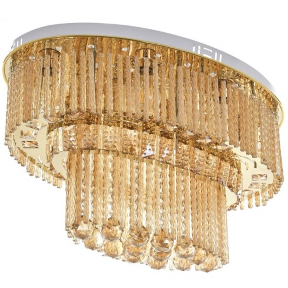 Луксозен златен полилей с LED, RGB и Bluetooth – 8xE27, метал и кристал