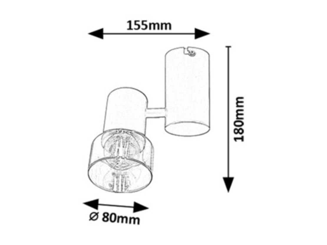 Модерен  единичен спот осветител – E14, 1xMAX15W, IP20, черен метал, стъкло с димен цвят