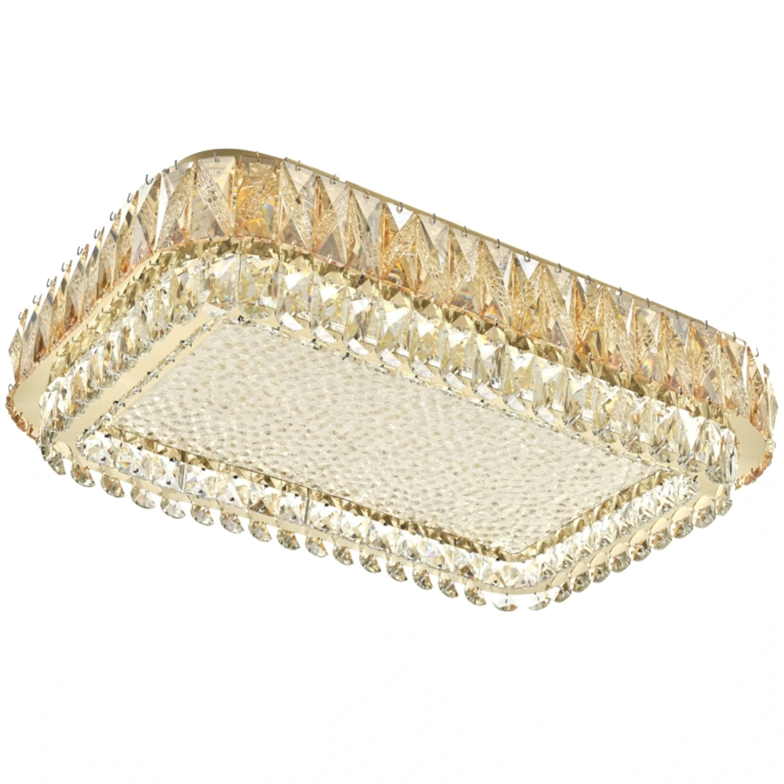 Луксозен LED полилей от метал и кристал – златен, 288W, с дистанционно управление