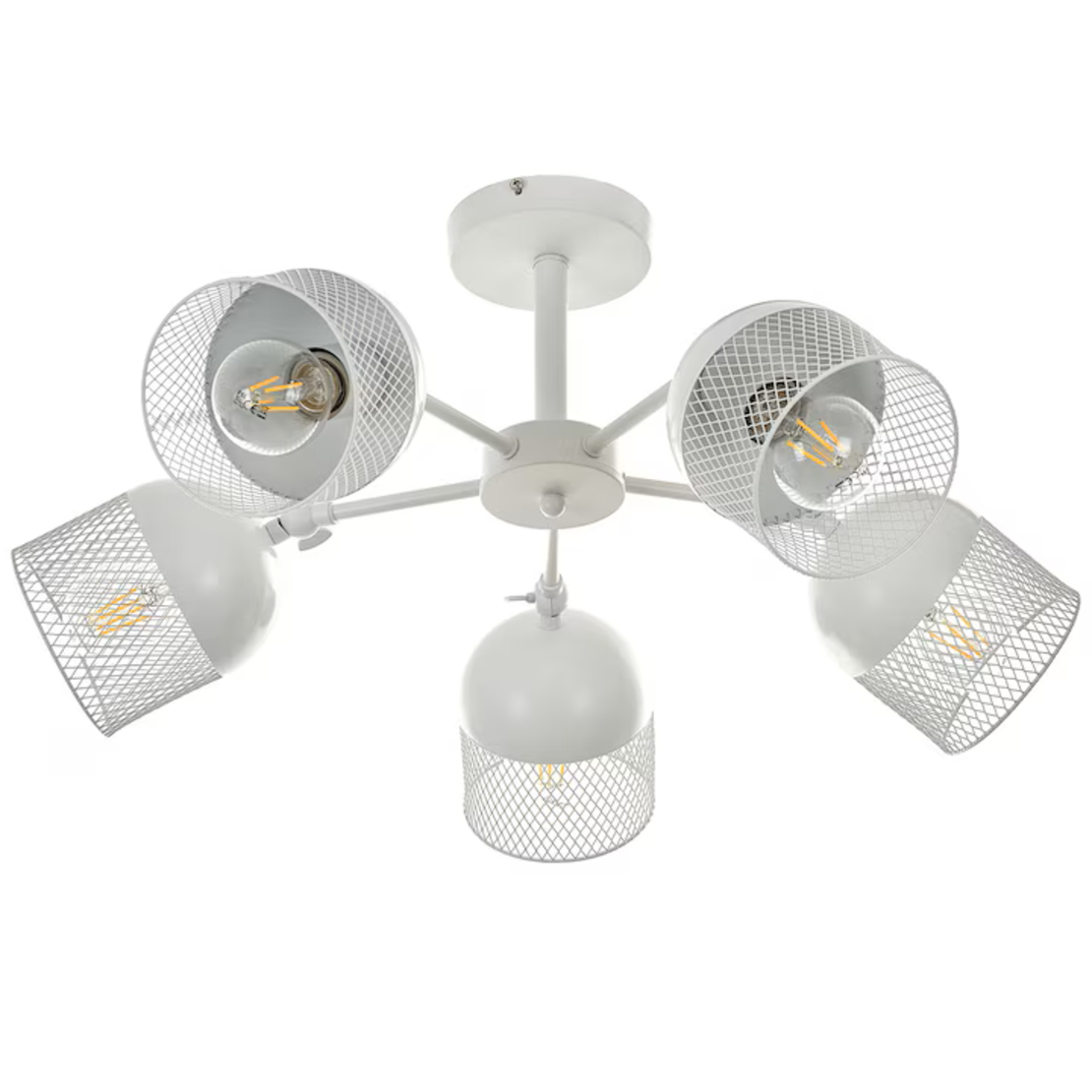 Модерен таванен полилей 5xE27 – бял метал