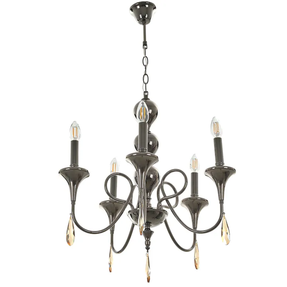 Елегантен класически полилей от черен метал – 5xE14