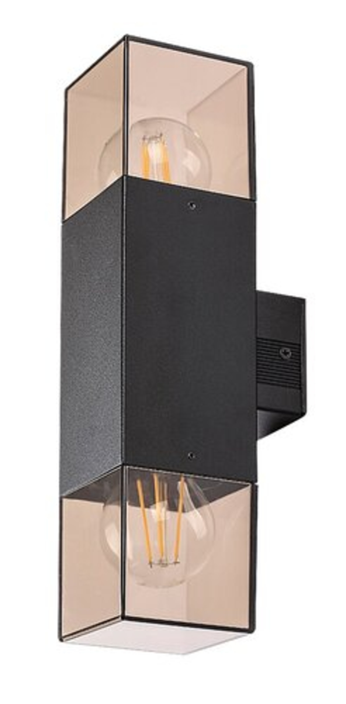 Двоен външен аплик Loanda E27 – стилно фасадно осветление с кафяв прозиращ абажур и IP44 защита