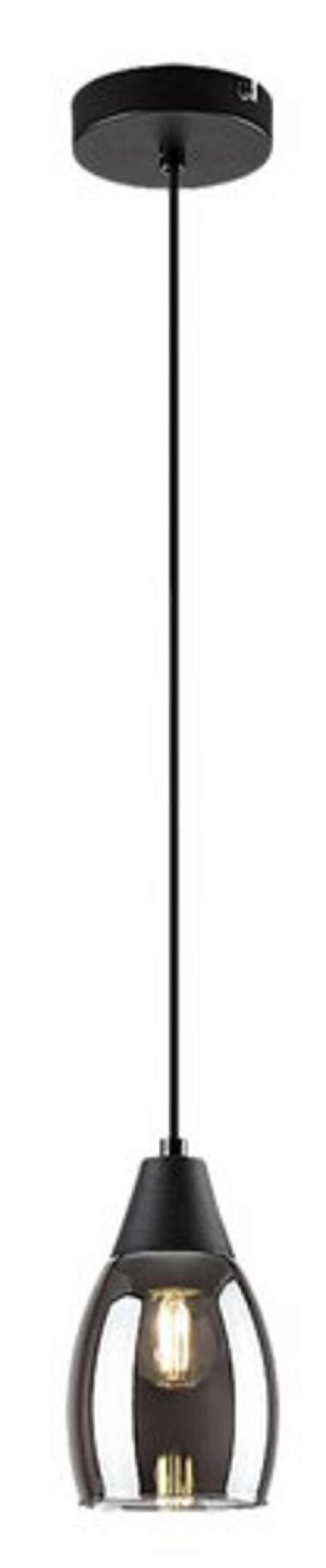 Модерен висящ полилей с 1 светлоизточник – черен с димно стъкло