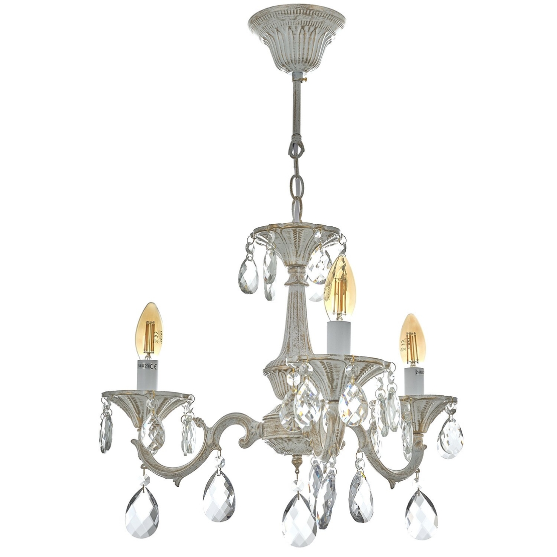 Класически бял полилей с кристали – елегантност в светлина и форма