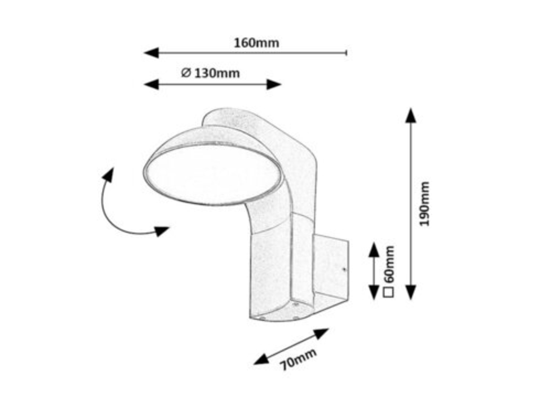 Външен LED фасаден аплик Wengen 12W с подвижна глава и топло бяла светлина