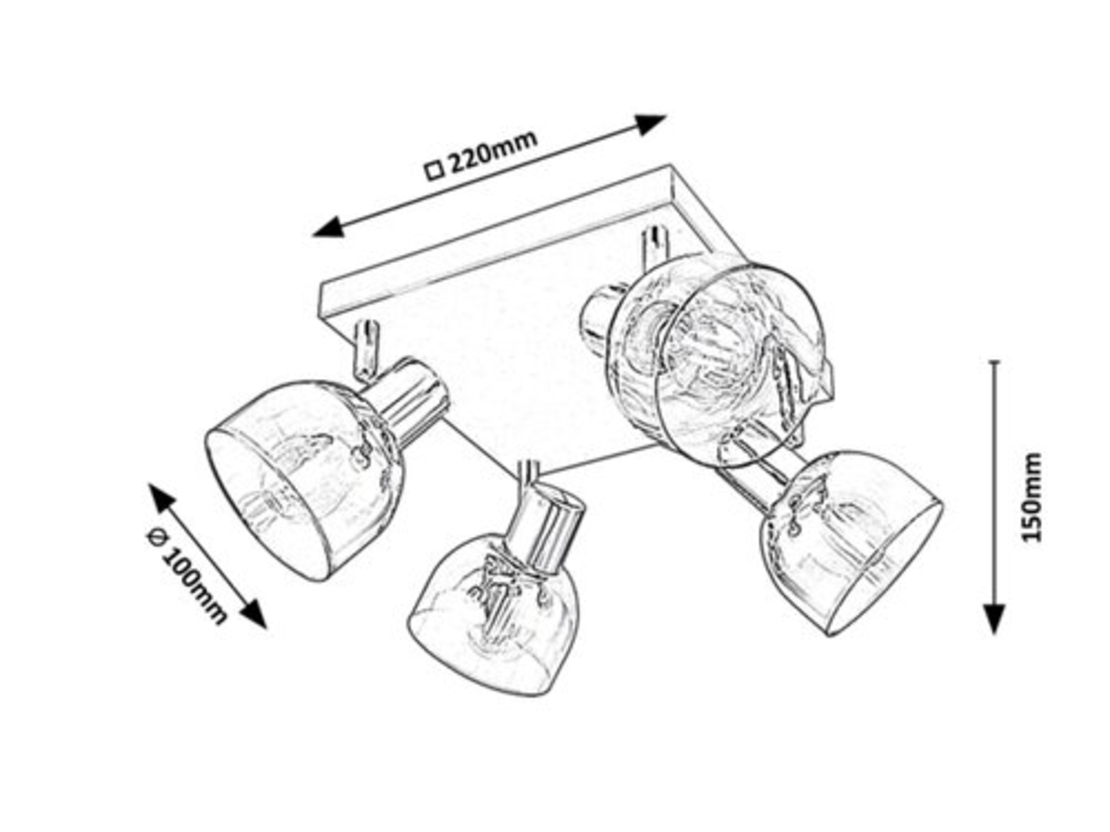 Модерен спот 4-ка – хром и опушено стъкло, E14, 4x40W