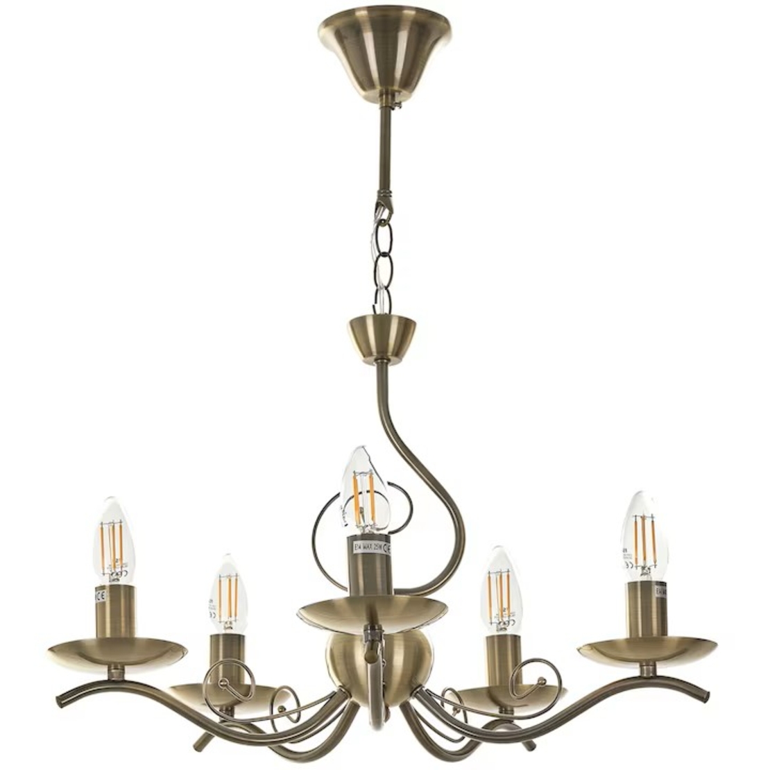 Класически бронзов полилей 5xE14 – елегантен метален дизайн с регулируема височина