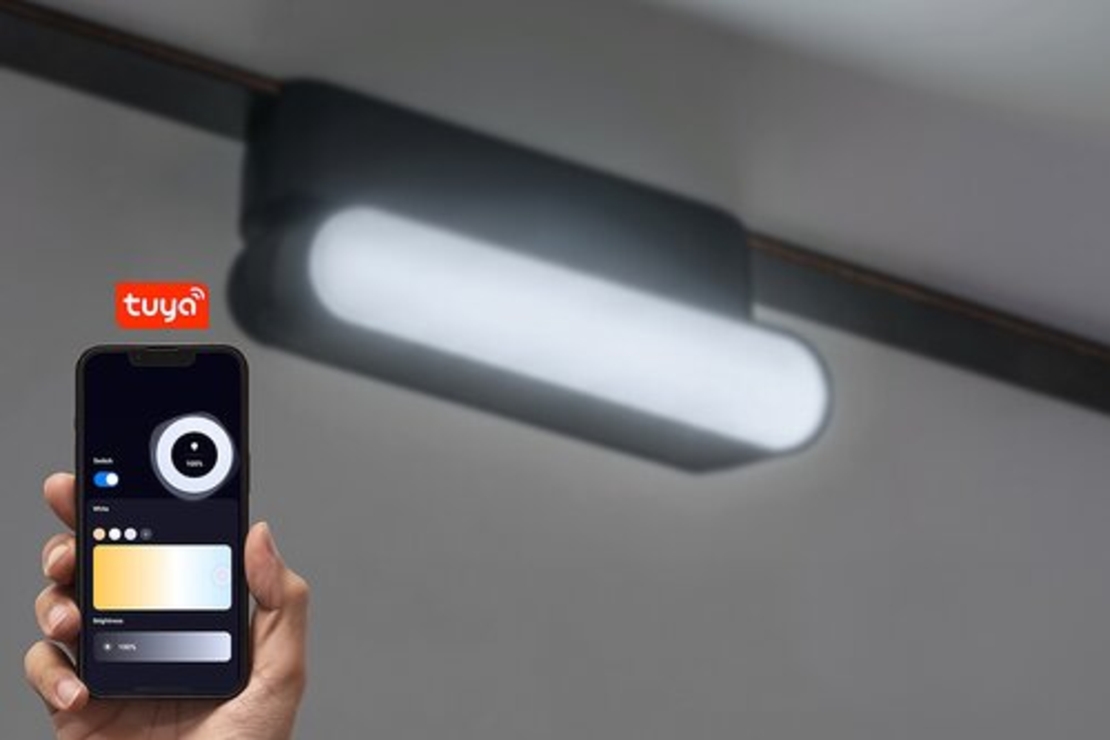 Смарт LED релсово осветление – 4W, регулируема цветна температура 2700–5500K, Wi-Fi, черен алуминий