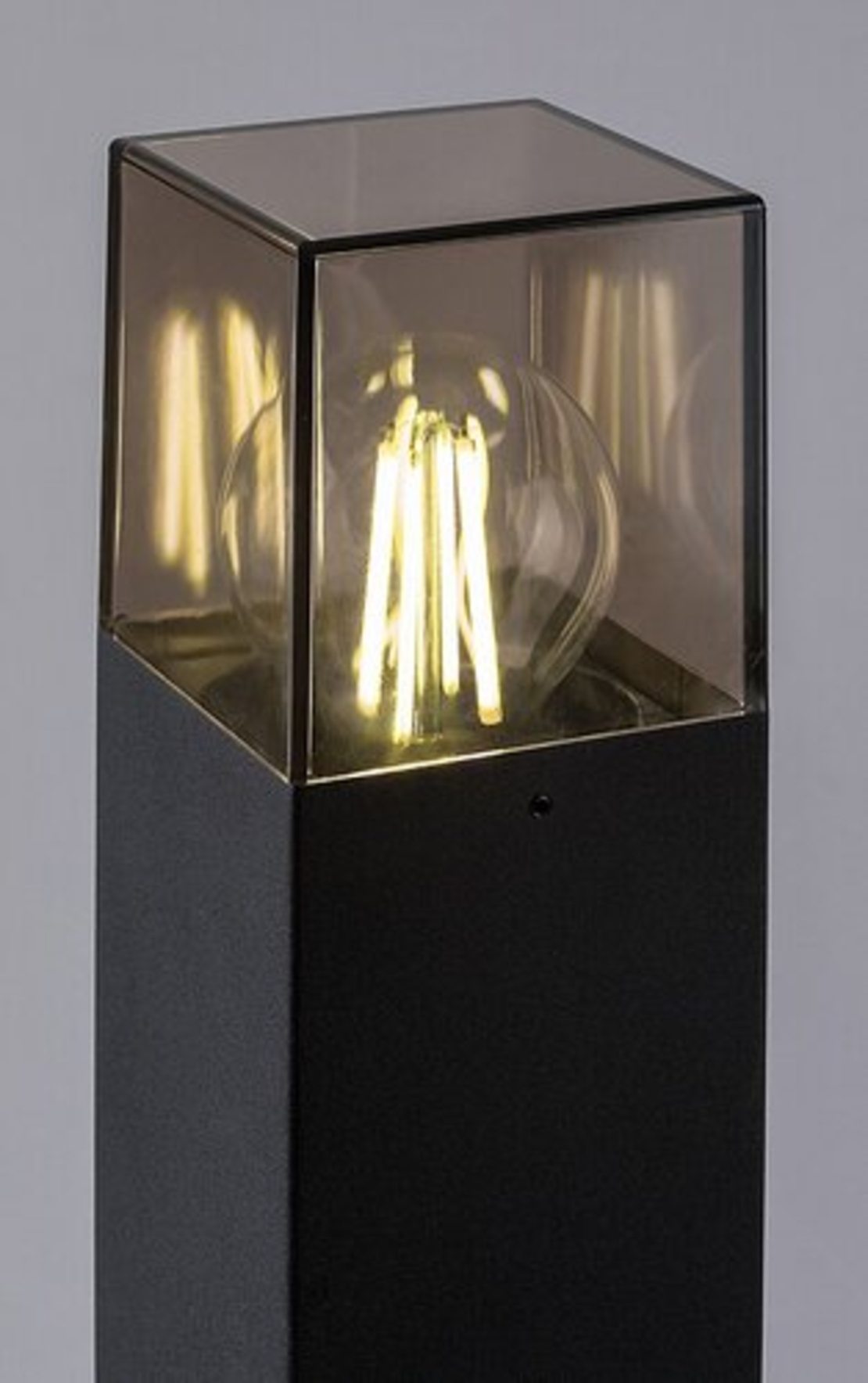 Елегантен външен градински стълб Loanda E27 – модерно осветление с кафяв прозиращ абажур и IP44 защита