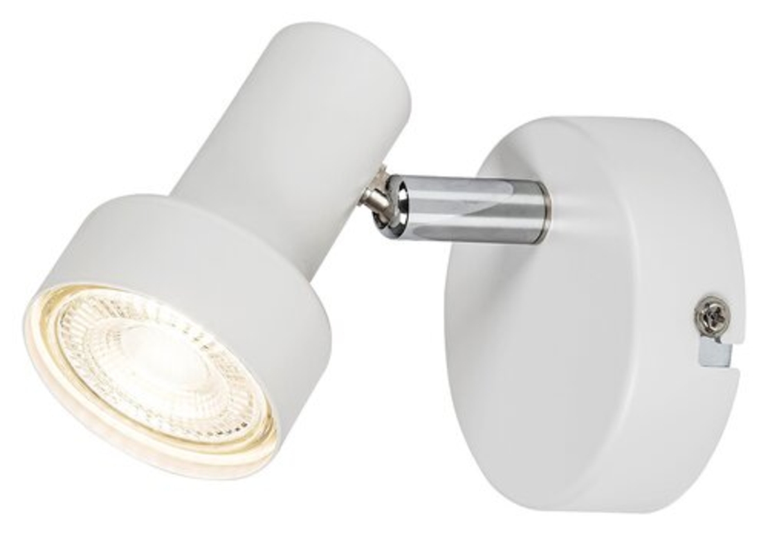 Модерен единичен спот осветител – бял метал, GU10, 1x50W