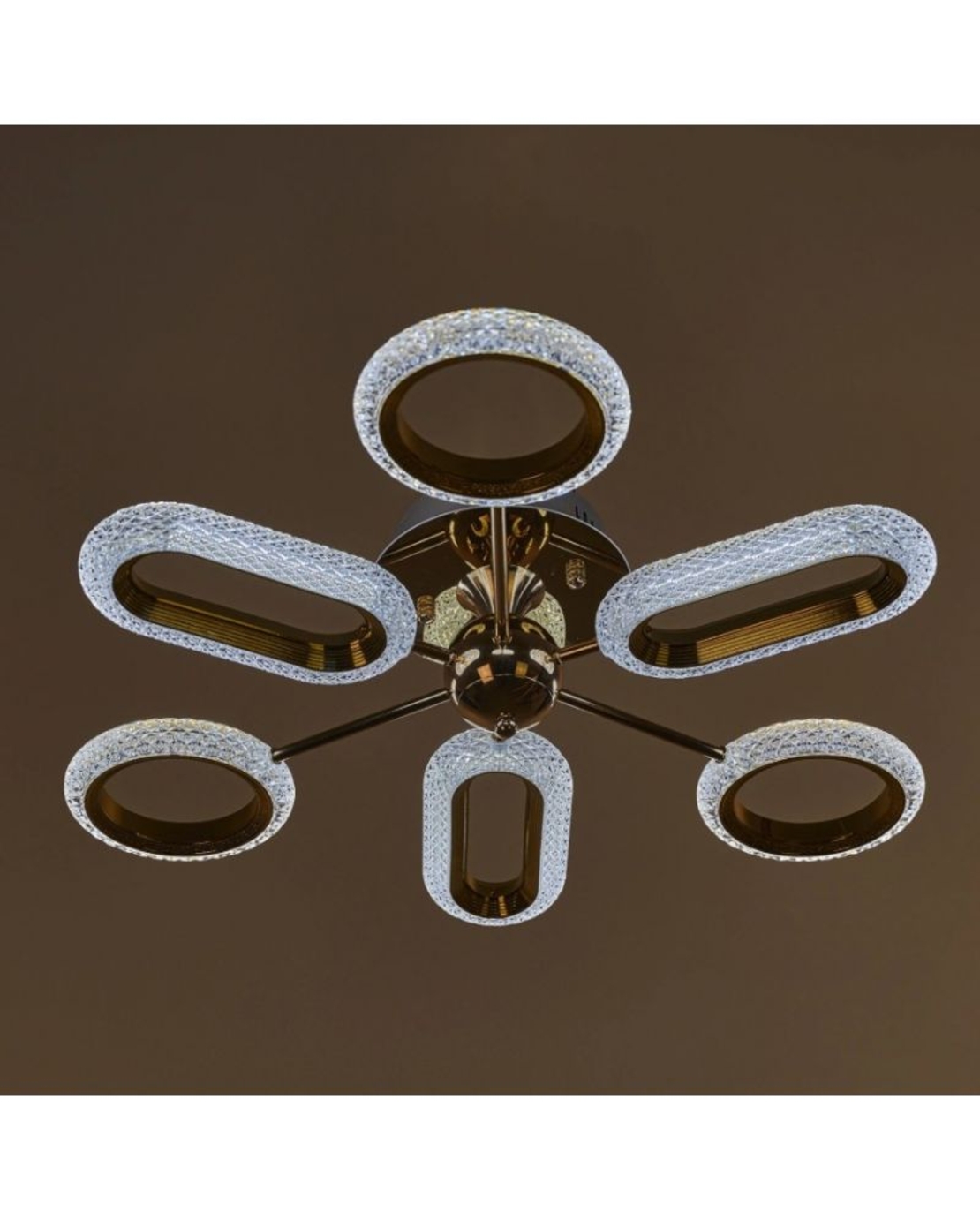 Модерен таванен LED полилей 90W, златен, с дистанционно управление