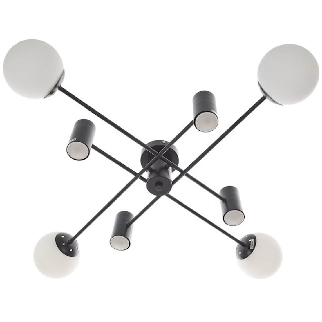 Полилей черен, метал и стъкло,4+4 крушки E27 + GU10