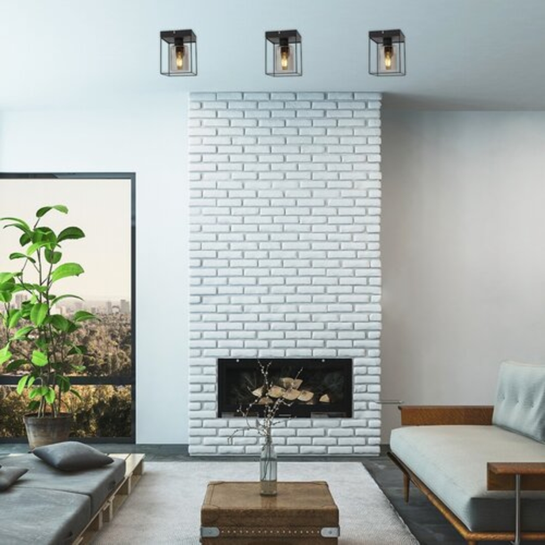 Модерен таванен плафон 1xE27 – черен метал и прозиращо кафяво стъкло