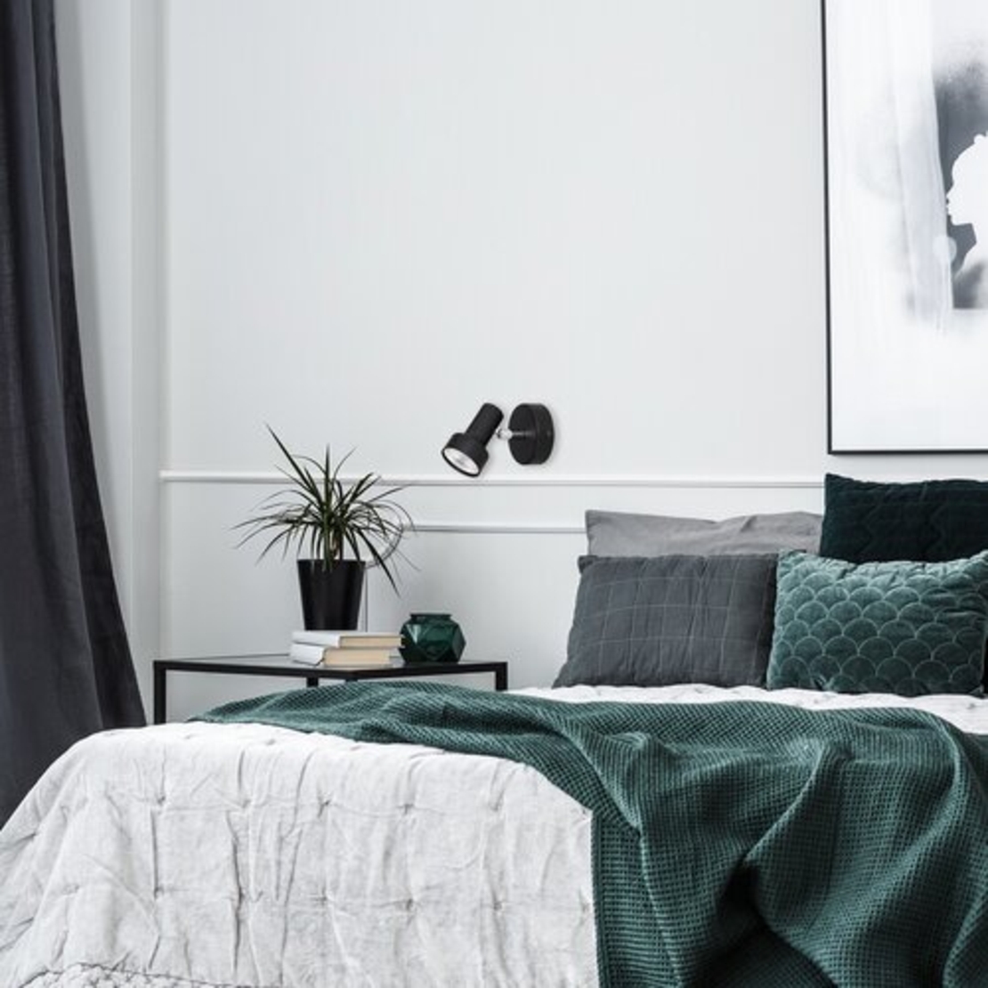 Модерен единичен спот осветител – черен метал, GU10, 1x50W