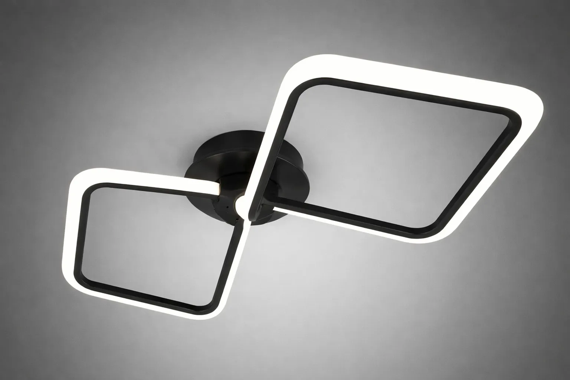 Модерна LED полилей черн 82W с геометричен дизайн