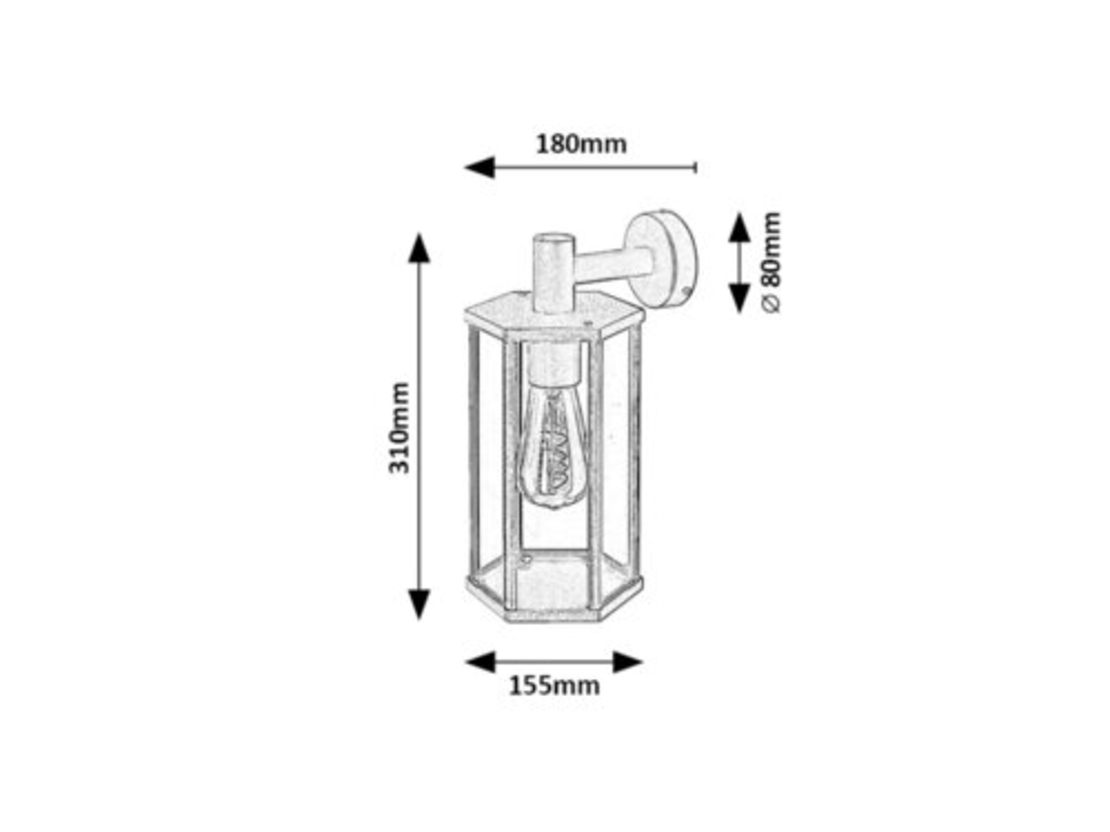 Класически външен аплик Dubrovnik E27 – елегантно фасадно осветление с прозрачно стъкло и IP44 защита