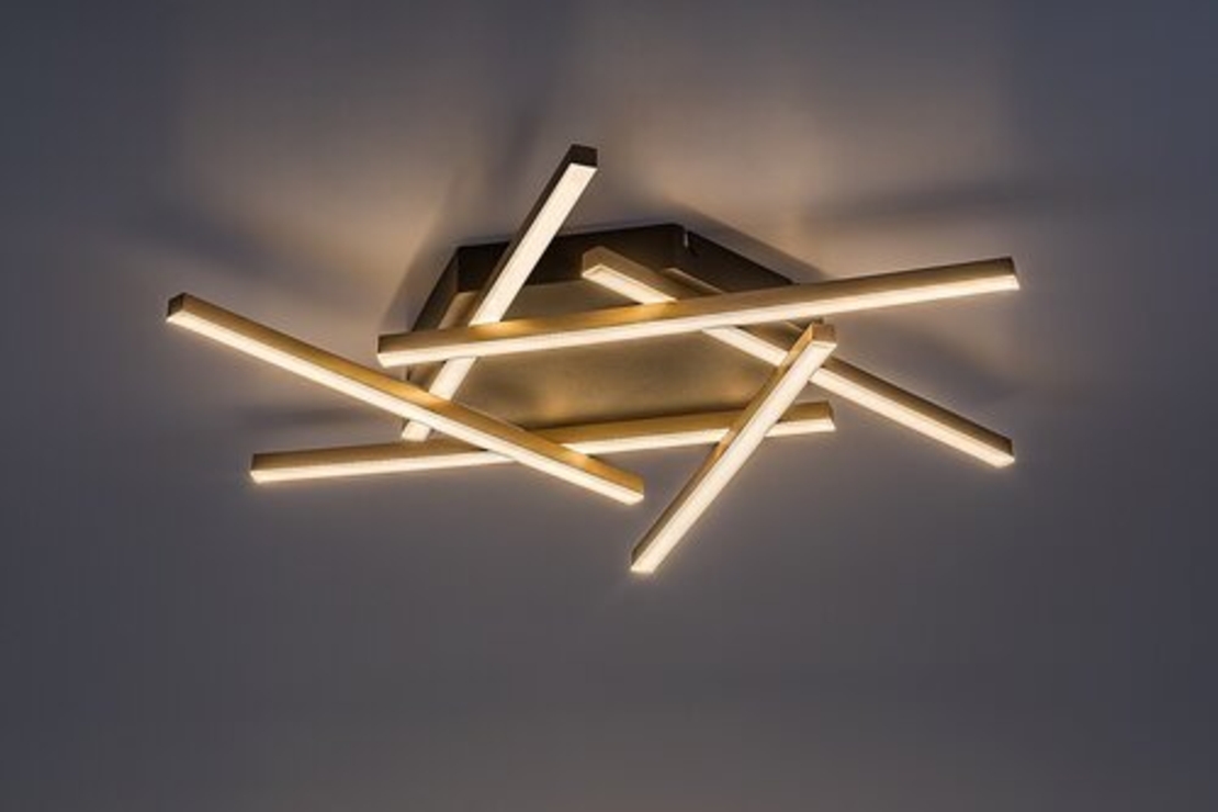 Модерен LED  плафон – черен и матирано златен метал, 40W, 3000K