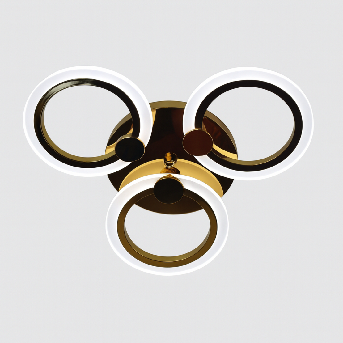LED плафон кафяво + злато, 48W, 3 пръстена с дистанционно CCT 3000–6000K