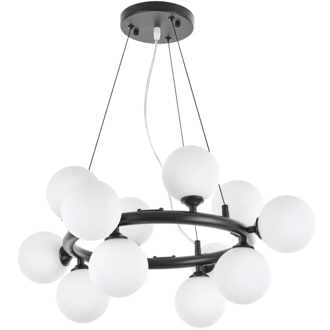 Дизайнерски полилей черен метал и стъкло 12xG9