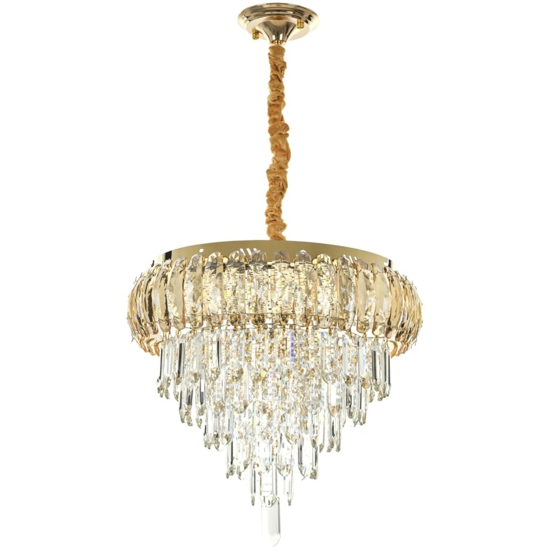 Златен кристален LED полилей 120W с дистанционнои луксозен модерен дизайн