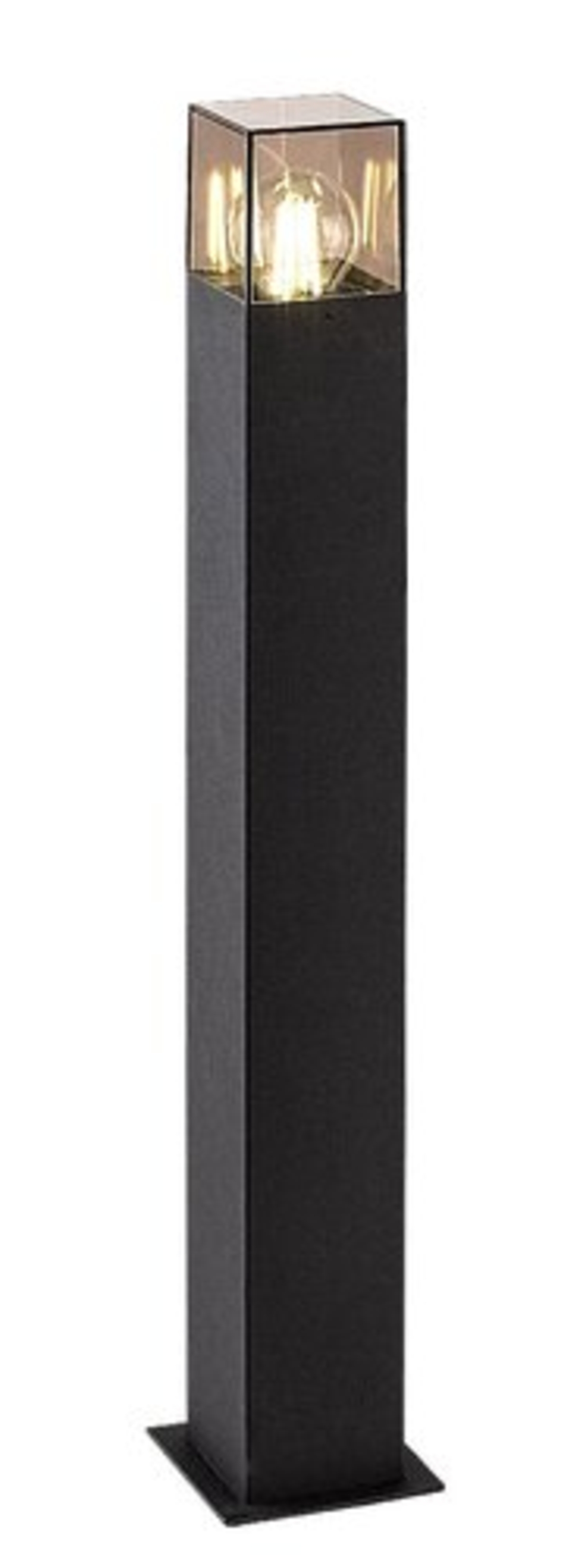 Елегантен външен градински стълб Loanda E27 – модерно осветление с кафяв прозиращ абажур и IP44 защита