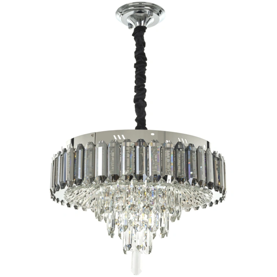 Модерен LED полилей с дистанционно управление – хром и кристал