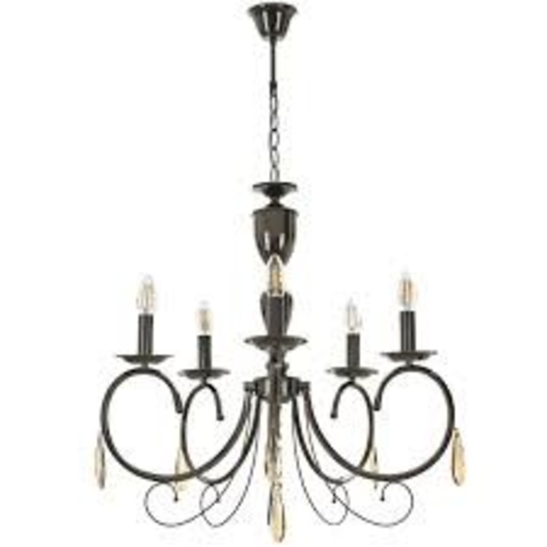 Класически черен полилей 5xE14 с  елегантен  дизайн