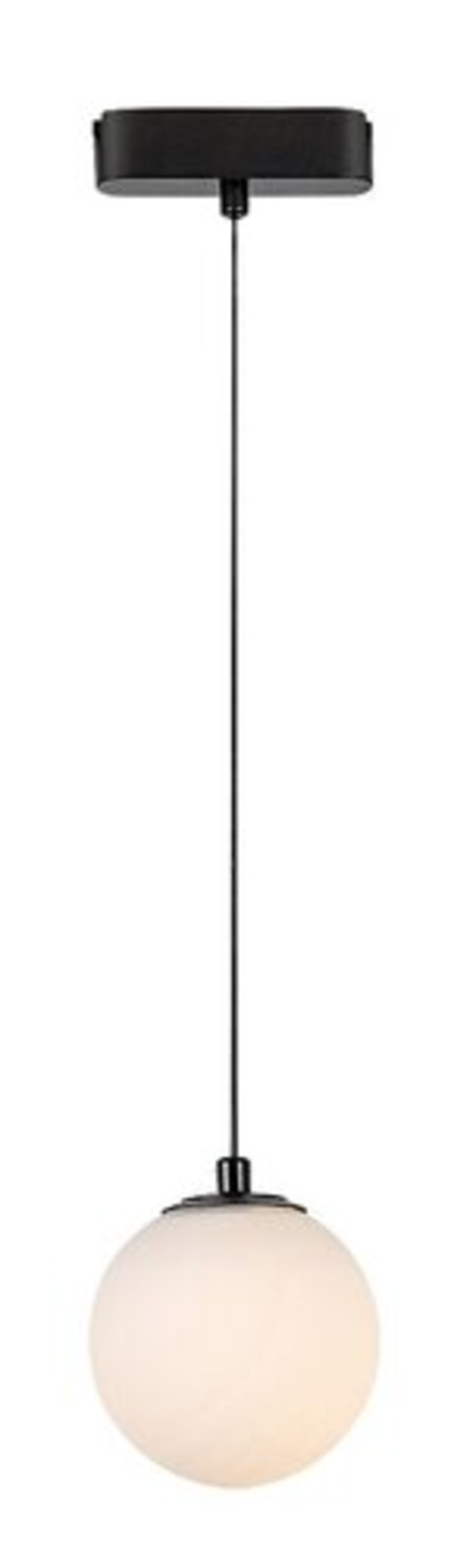 LED висящо релсово осветление – 5W, топло бяло 3000K, черен алуминий и стъклен абажур