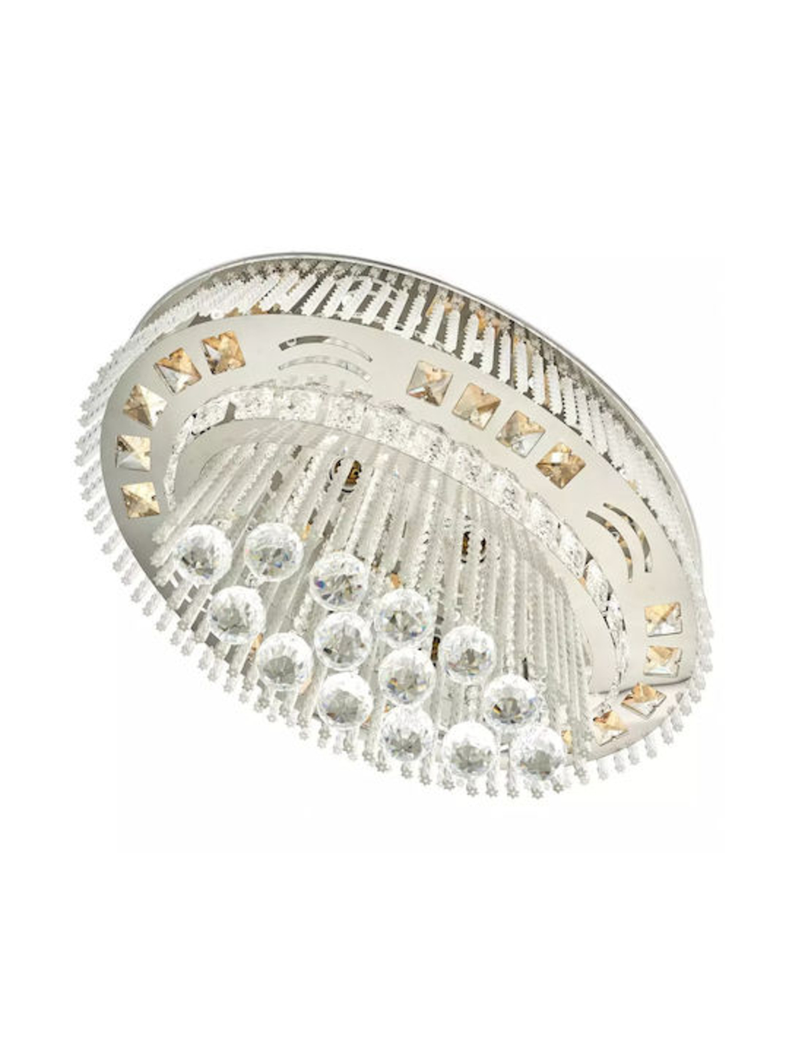 Смарт LED полилей с RGB осветление, Bluetooth управление и вградени тонколони – хром, E27 + LED 9W