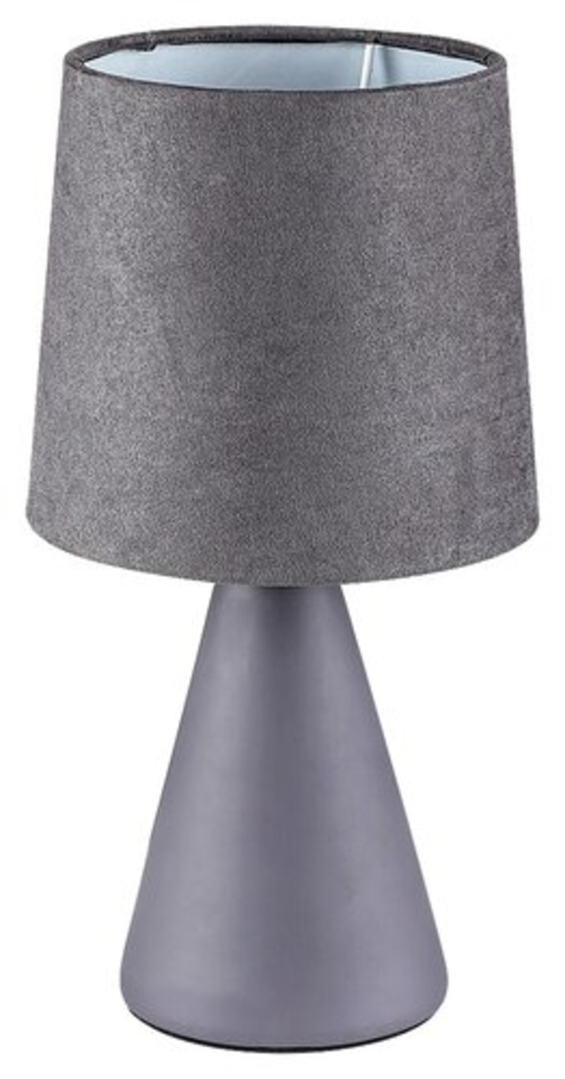 Класическа настолна лампа от сива керамика с текстилен абажур – E14 фасунга