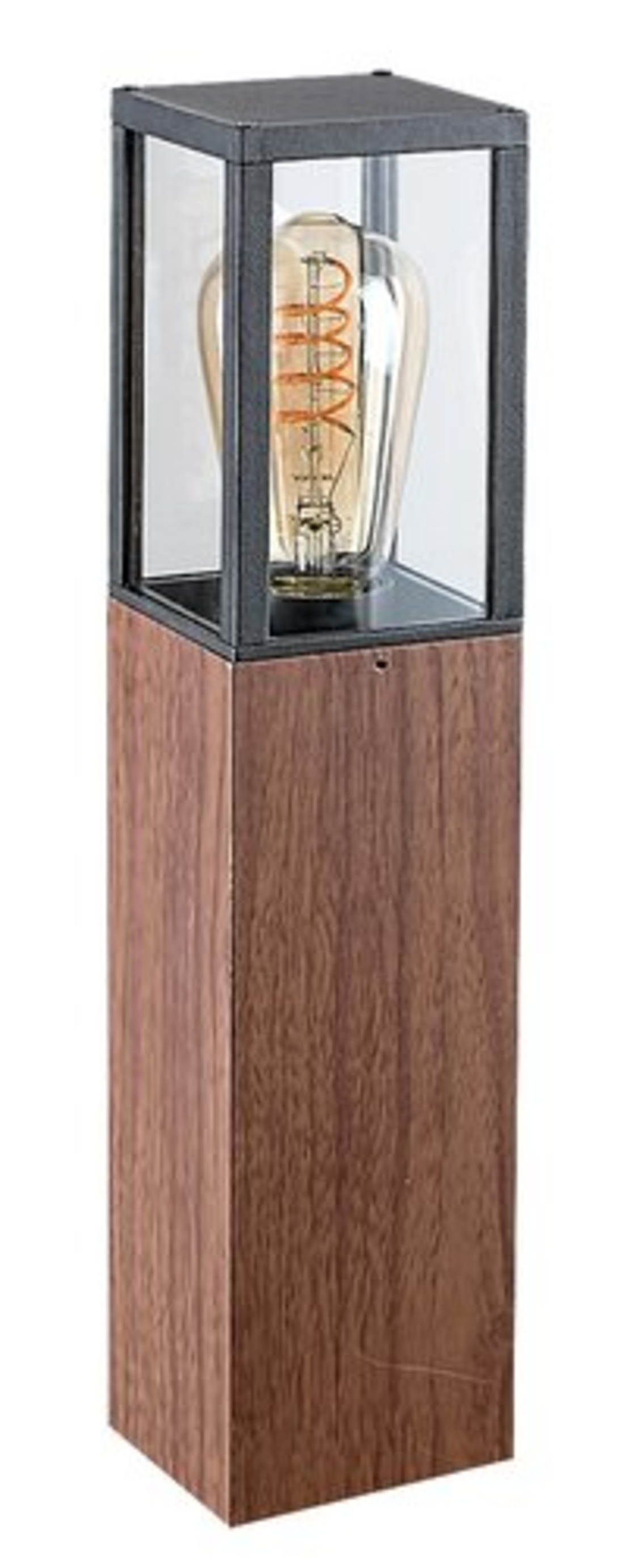 Градински стълб Wales E27 – стилно външно осветление в цвят тъмен дъб с IP44 защита