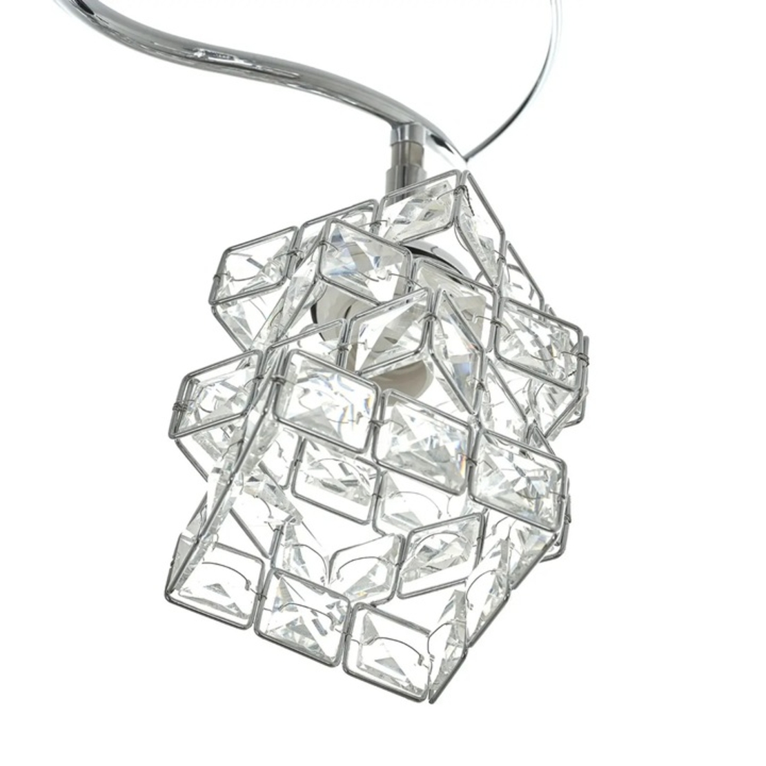 Елегантен хромиран полилей от метал и кристал – 5xE27