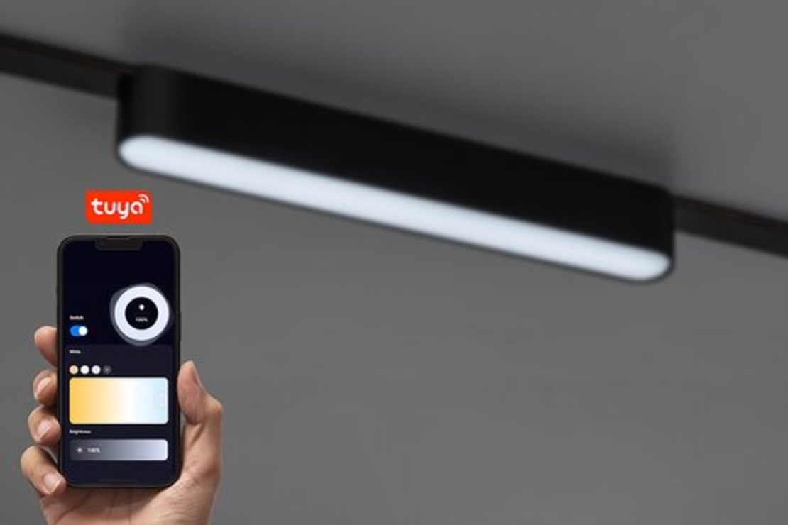 Смарт LED релсово осветление – 7W, регулируема цветна температура 2700–5500K, Wi-Fi, черен