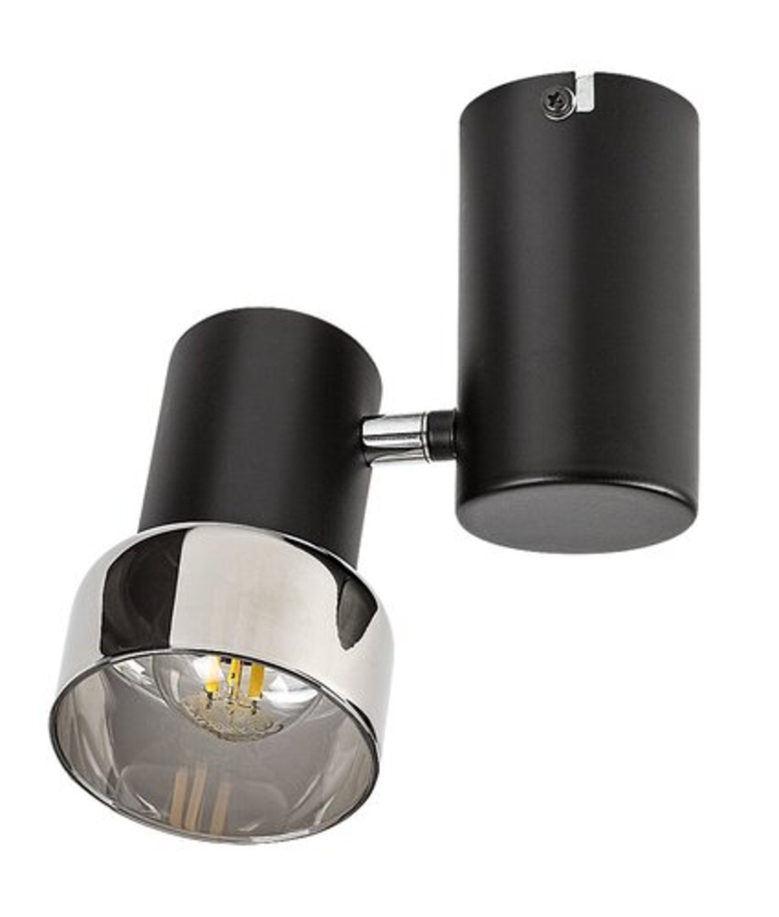 Модерен  единичен спот осветител – E14, 1xMAX15W, IP20, черен метал, стъкло с димен цвят